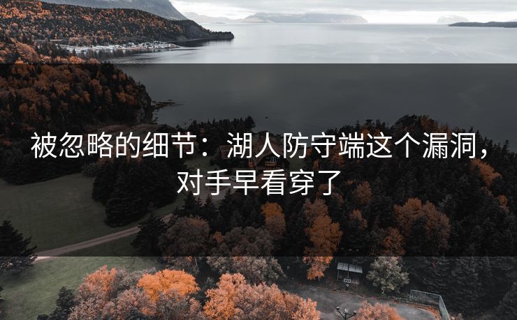 被忽略的细节：湖人防守端这个漏洞，对手早看穿了