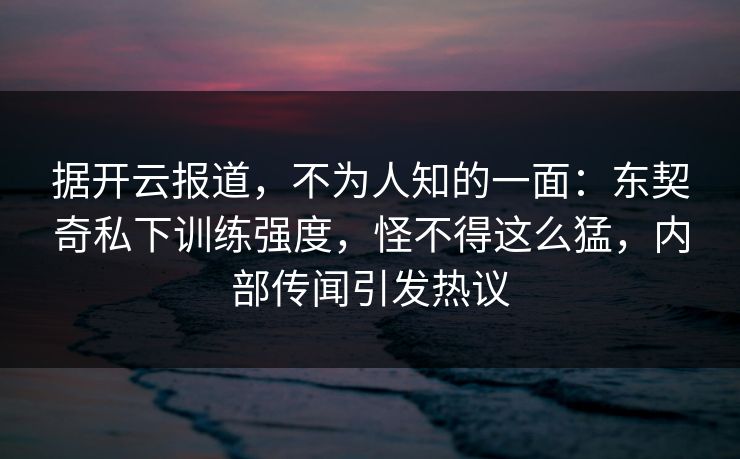 据开云报道，不为人知的一面：东契奇私下训练强度，怪不得这么猛，内部传闻引发热议